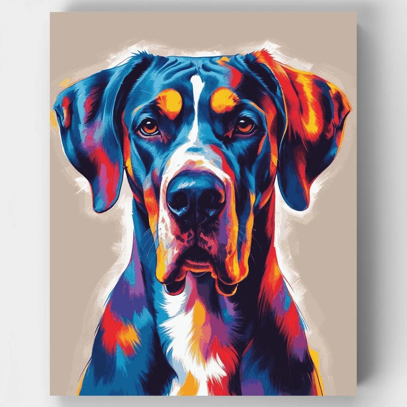 Vibrant Great Dane Portrait - Paint by Numbers Kit
