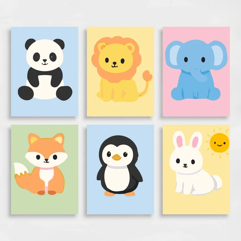 Cute Baby Animals - Mini Paint by Numbers Set
