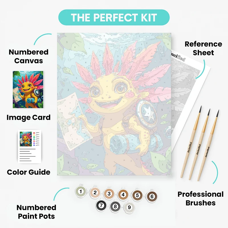 Adventurous Axolotl Explorer - Paint by Numbers Kit