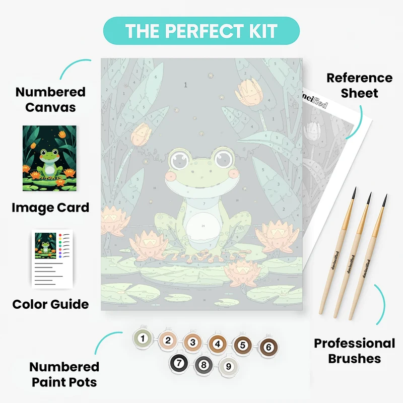 Frog on Lily Pad at Night - Paint by Numbers Kit