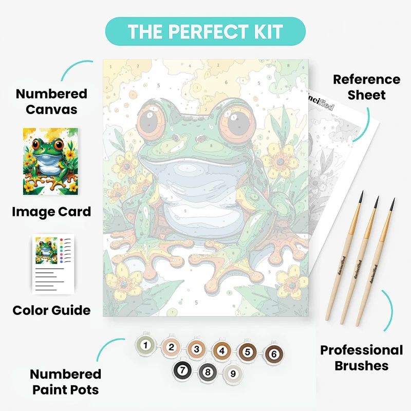 Cheerful Tree Frog with Orange Eyes - Paint by Numbers Kit