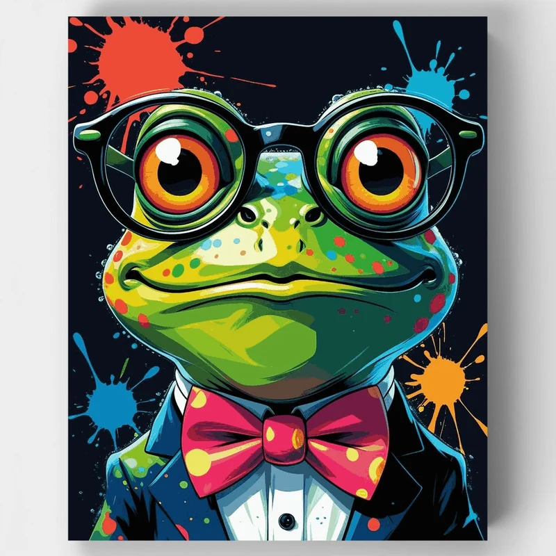Dapper Frog with Glasses - Paint by Numbers Kit