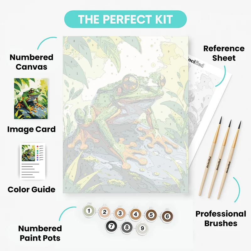 Vibrant Tree Frog on a Rock - Paint by Numbers Kit