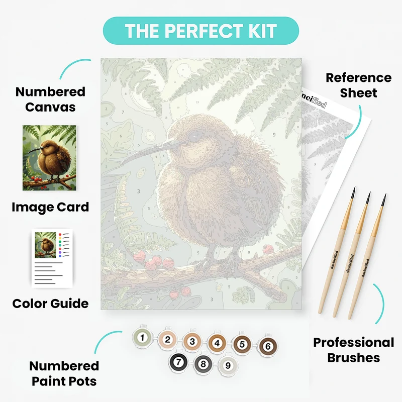 Fluffy Kiwi Bird on a Branch - Paint by Numbers Kit