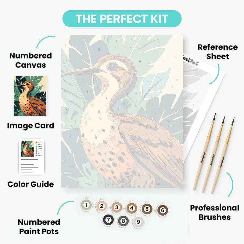 Kiwi Bird in Tropical Jungle - Paint by Numbers Kit