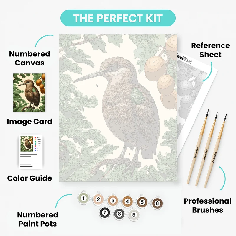 Kiwi Bird in Tropical Foliage - Paint by Numbers Kit