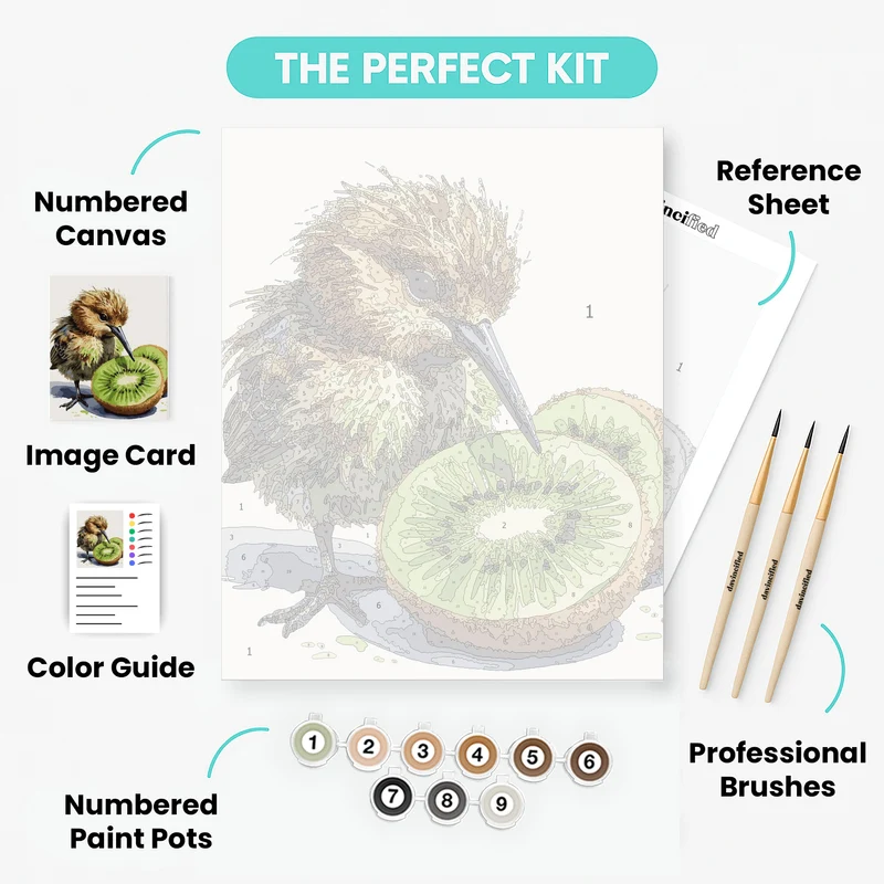 Kiwi Bird with Kiwi Fruit - Paint by Numbers Kit