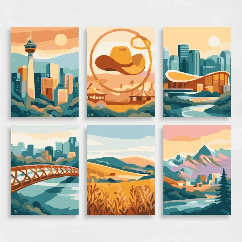 Calgary Cityscape - Mini Paint by Numbers Set