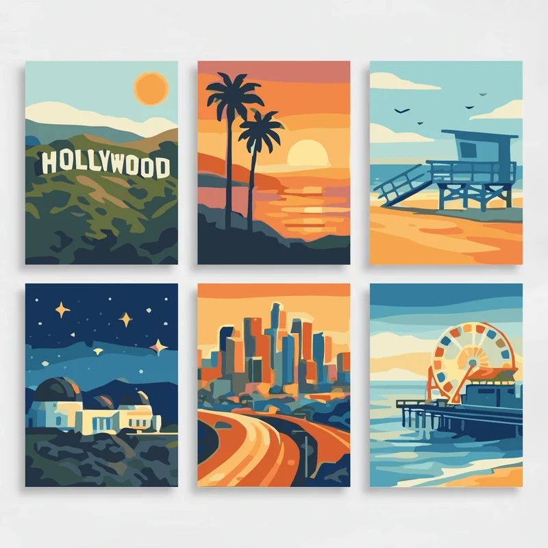 Los Angeles - Mini Paint by Numbers Set