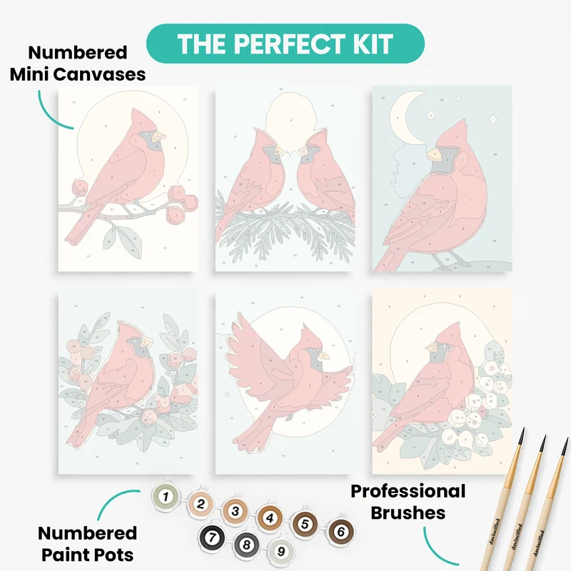 Cardinals - Mini Paint by Numbers Set