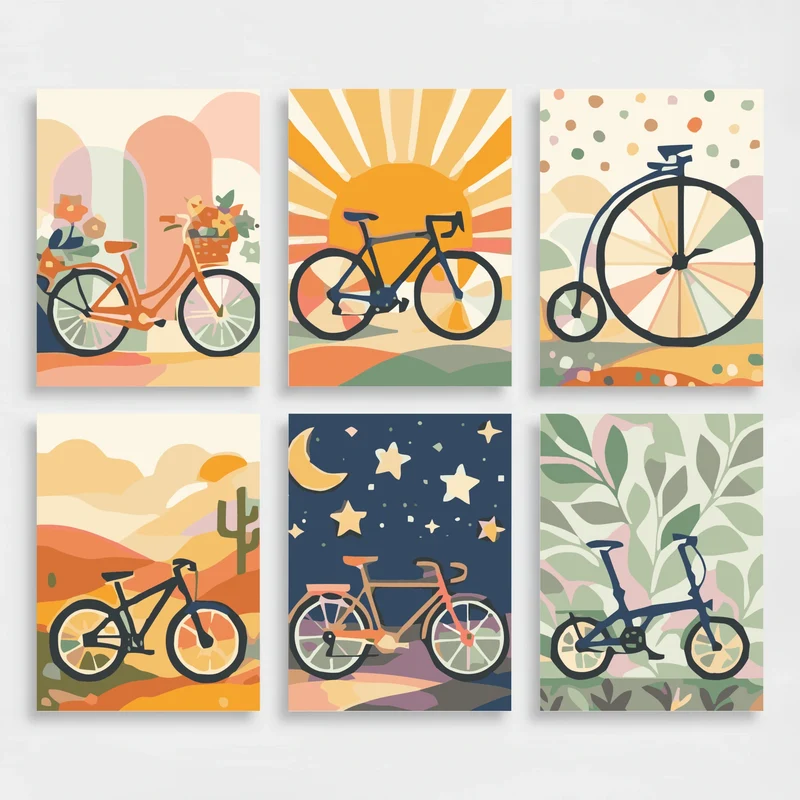 Bicycles - Mini Paint by Numbers Set