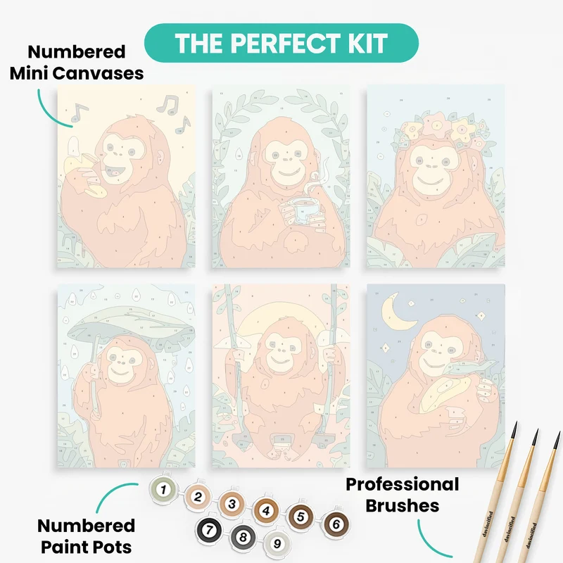 Orangutans - Mini Paint by Numbers Set