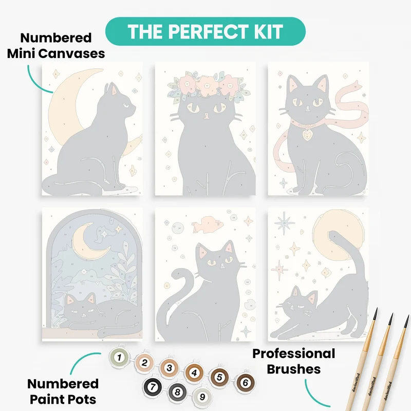 Black Cats - Mini Paint by Numbers Set