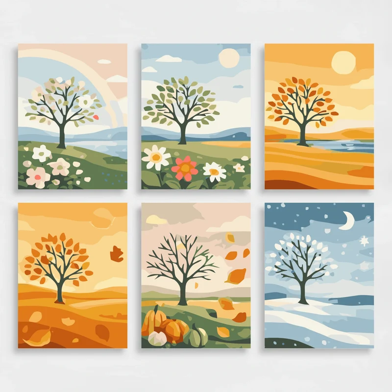 Four Seasons Tree - Mini Paint by Numbers Set