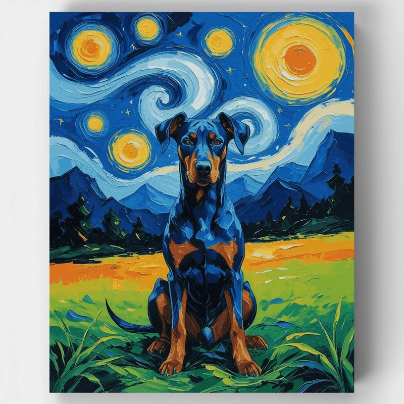 Starry Night Doberman - Paint by Numbers Kit