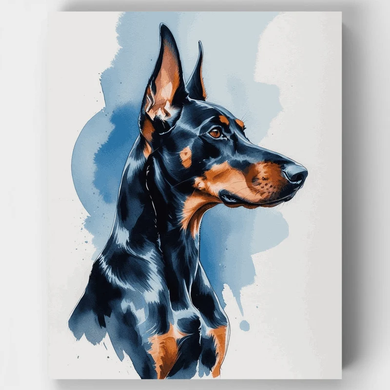 Majestic Doberman Profile Portrait - Paint by Numbers Kit