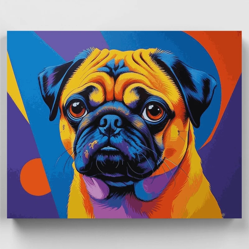 Vibrant Pop Art Pug Portrait - Paint by Numbers Kit