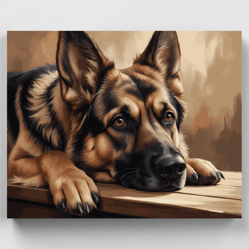Loyal German Shepherd Resting - Paint by Numbers Kit