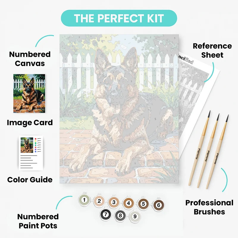 German Shepherd in Garden - Paint by Numbers Kit
