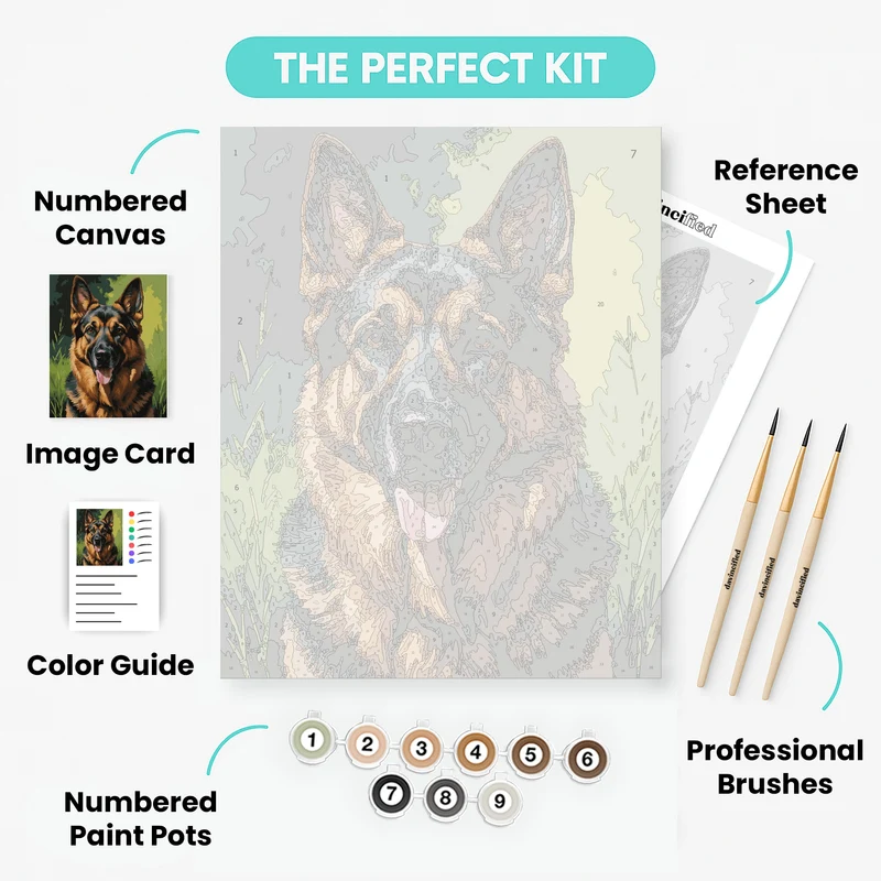 German Shepherd Portrait - Paint by Numbers Kit