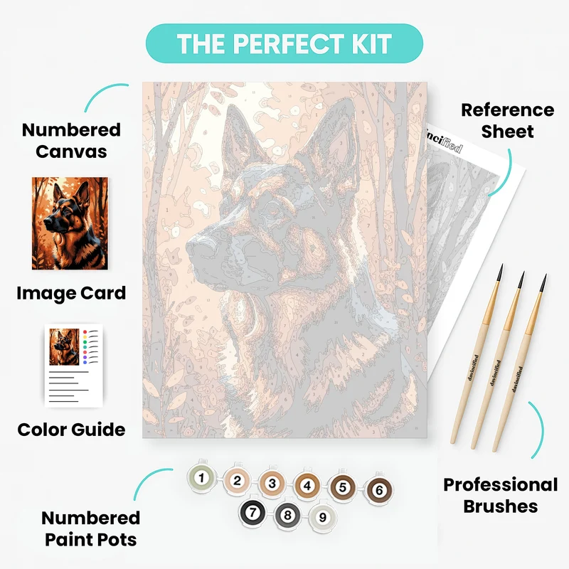 German Shepherd in Autumn Forest - Paint by Numbers Kit