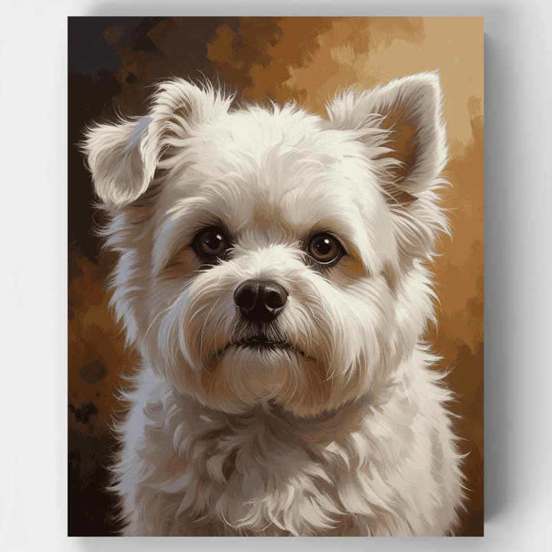 Fluffy White Dog Portrait - Paint by Numbers Kit
