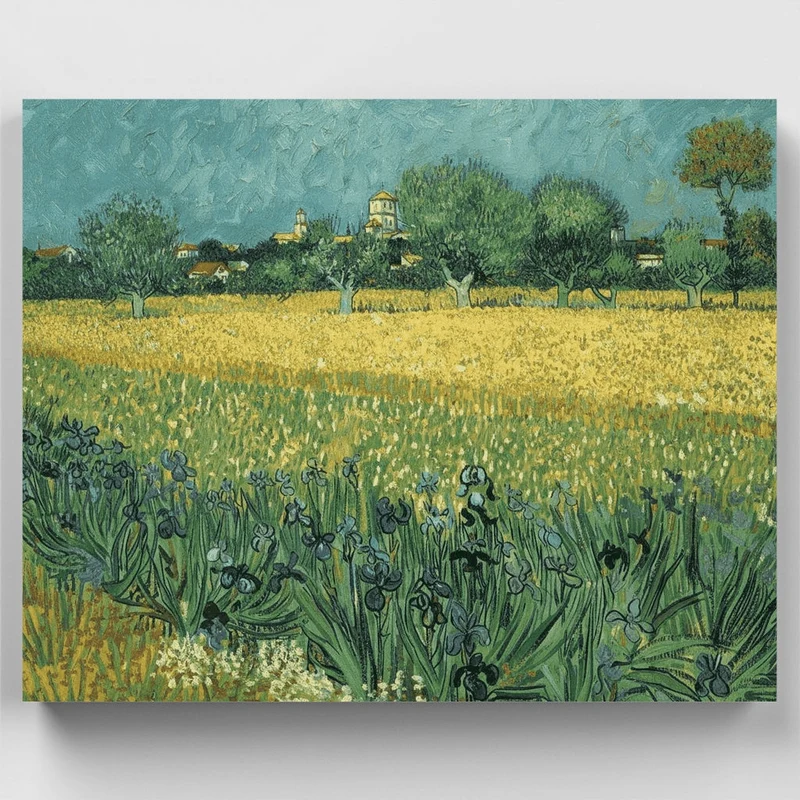 View of Arles with Irises in the Foreground - Paint by Numbers Kit