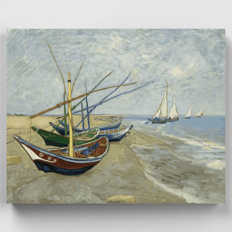 Fishing Boats on the Beach at Saintes-Maries - Paint by Numbers Kit