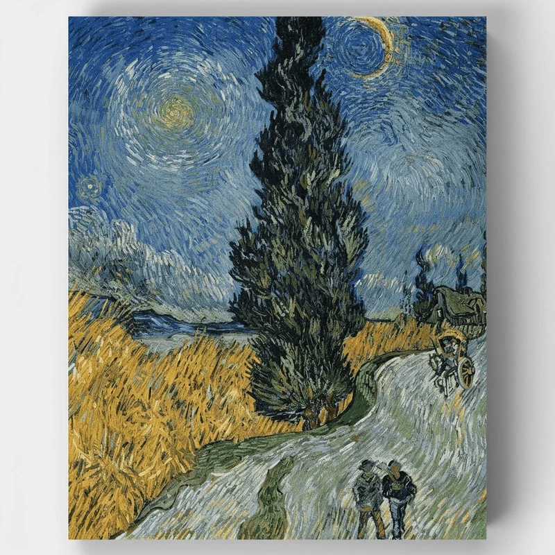Road with Cypress and Star - Paint by Numbers Kit