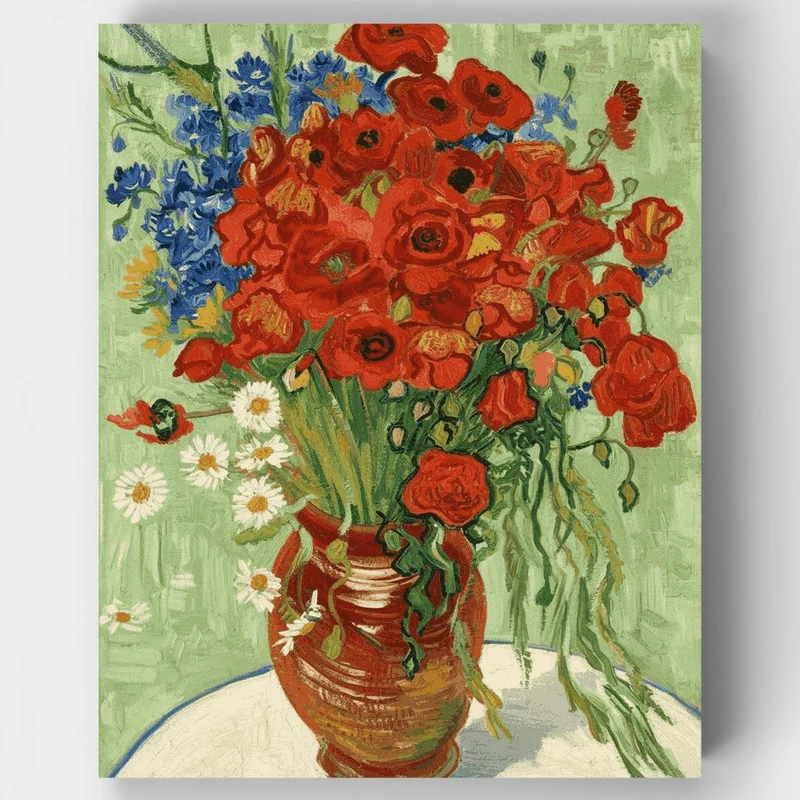 Vase with Cornflowers and Poppies - Paint by Numbers Kit