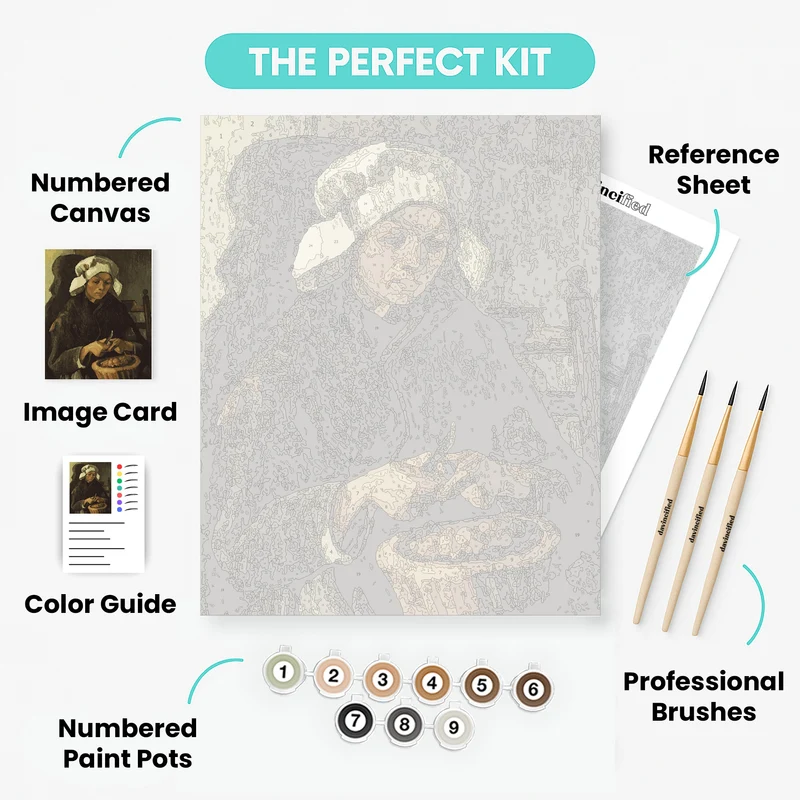 Peasant Woman Peeling Potatoes - Paint by Numbers Kit