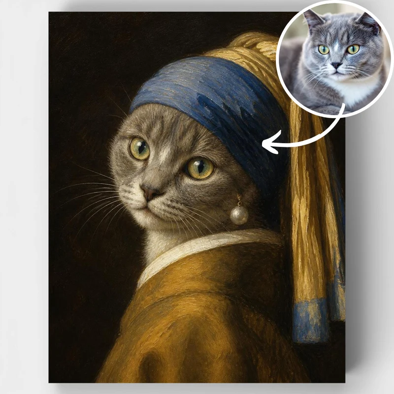 Renaissance Feline Portrait - Custom Paint by Numbers Kit