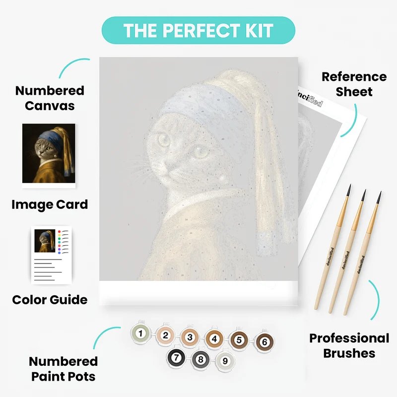 Renaissance Feline Portrait - Custom Paint by Numbers Kit