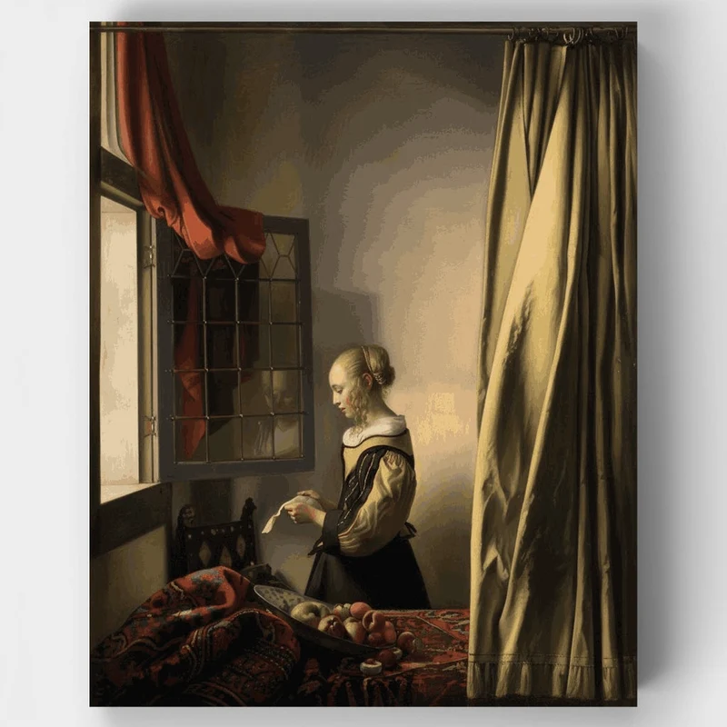 Girl Reading a Letter at an Open Window - Paint by Numbers Kit