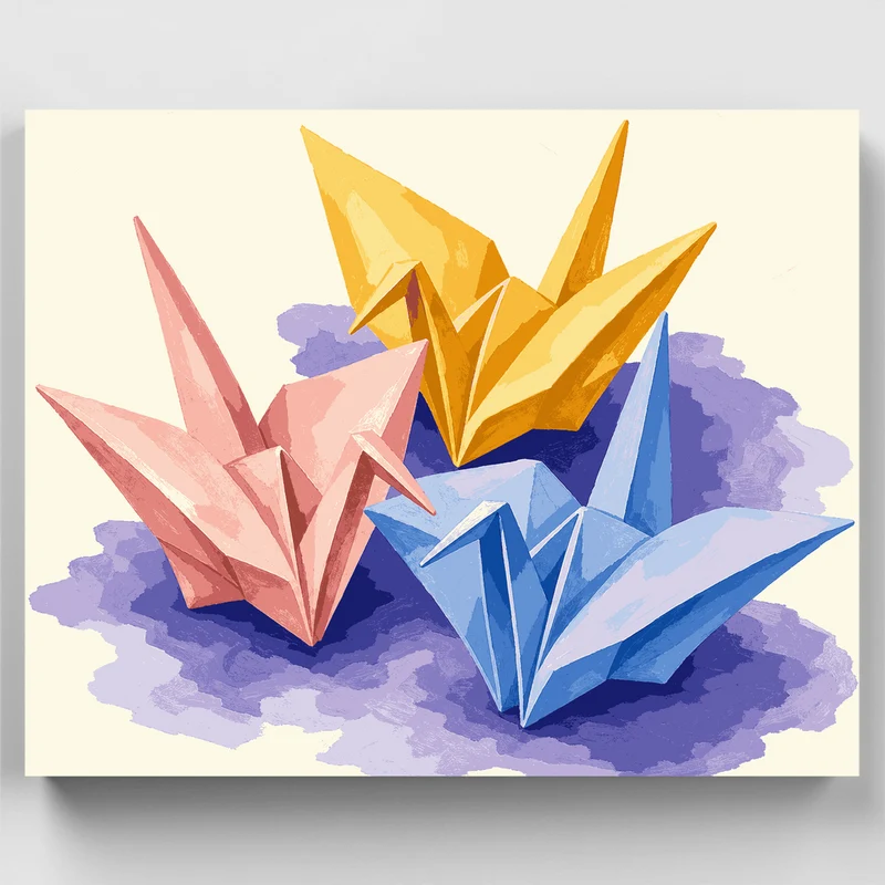 Origami Paper Cranes - Paint by Numbers Kit