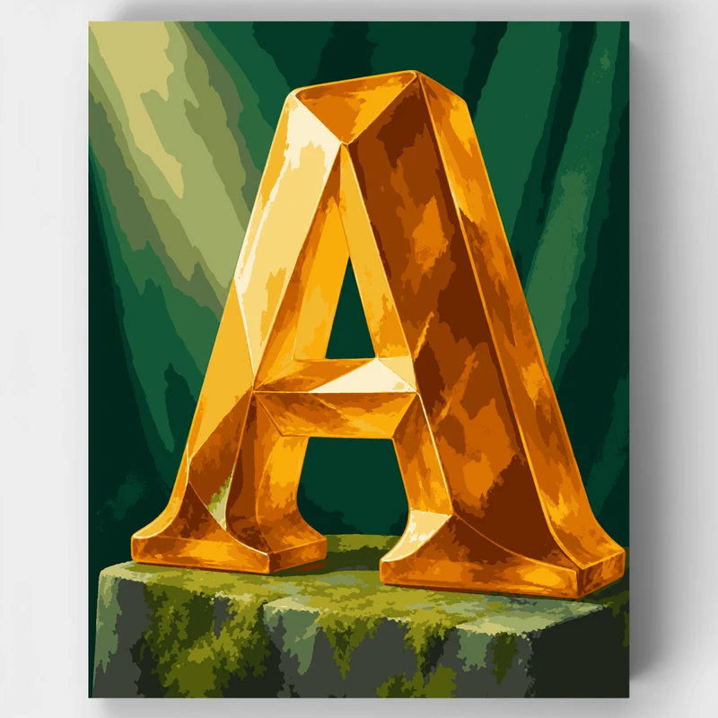 Golden Letter A - Paint by Numbers Kit