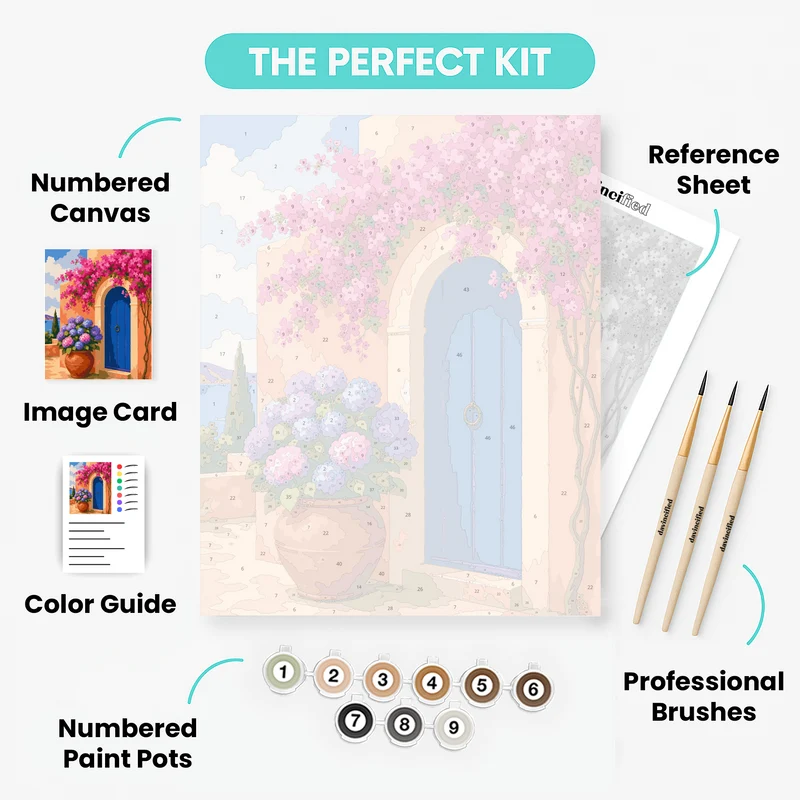 Bougainvillea Blue Door - Paint by Numbers Kit