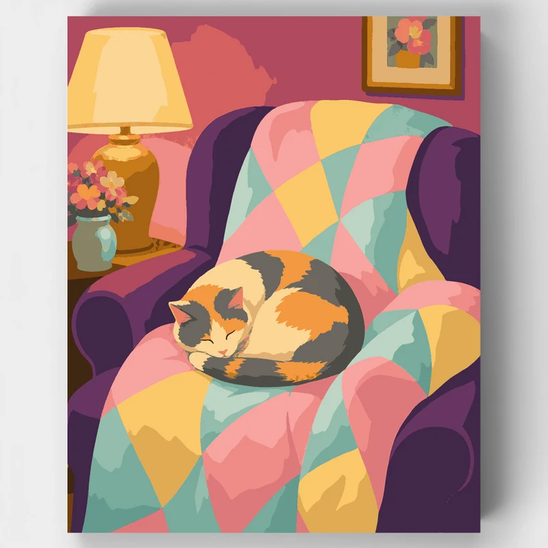 Cozy Calico Nap - Paint by Numbers Kit