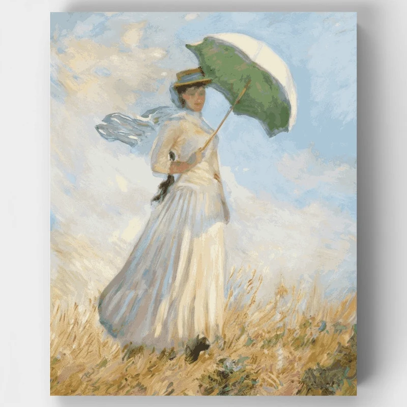Woman with a Parasol, facing right - Paint by Numbers Kit