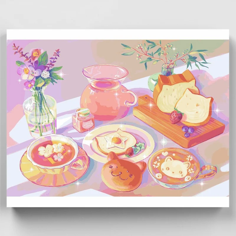 "Cat Sandwich Party" Paint by Numbers Kit