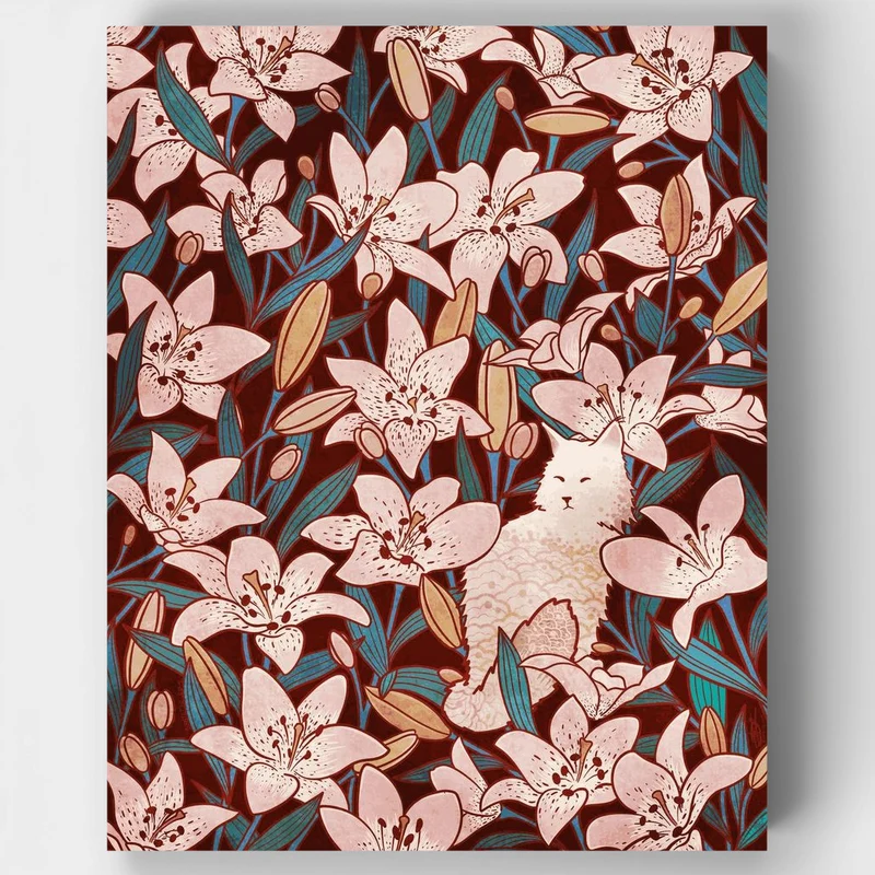 "Cat and lilies" Paint by Numbers Kit