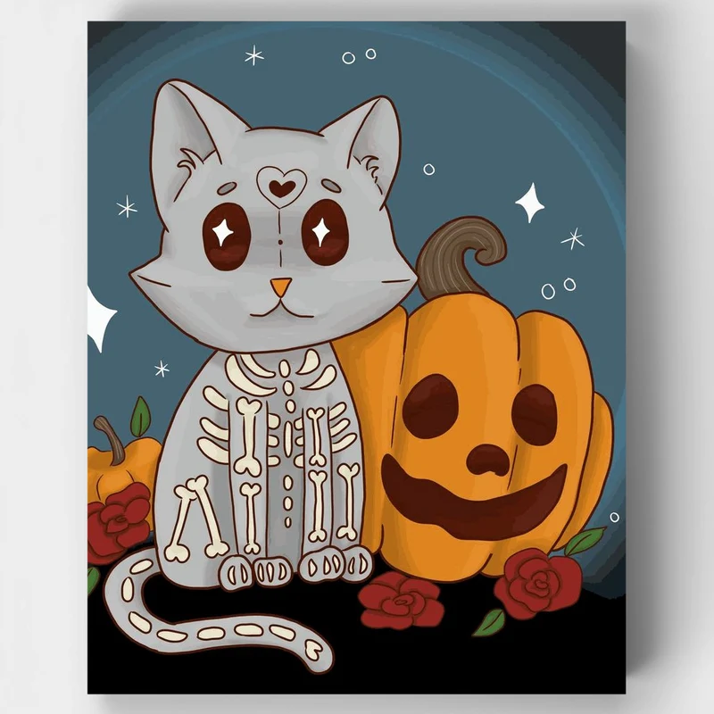 "Skelekitty" Paint by Numbers Kit