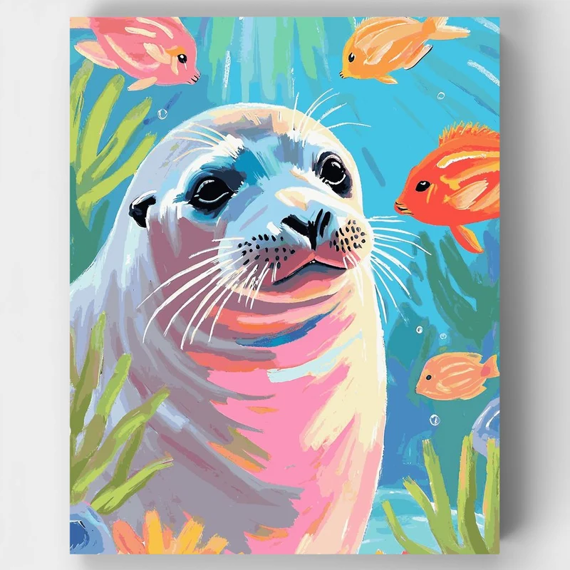 "Seal Where the Ocean Meets the Light" Paint by Numbers Kit