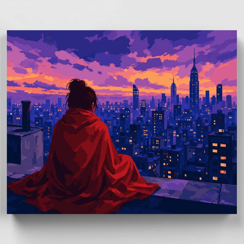 Rooftop City Glow - Paint by Numbers Kit