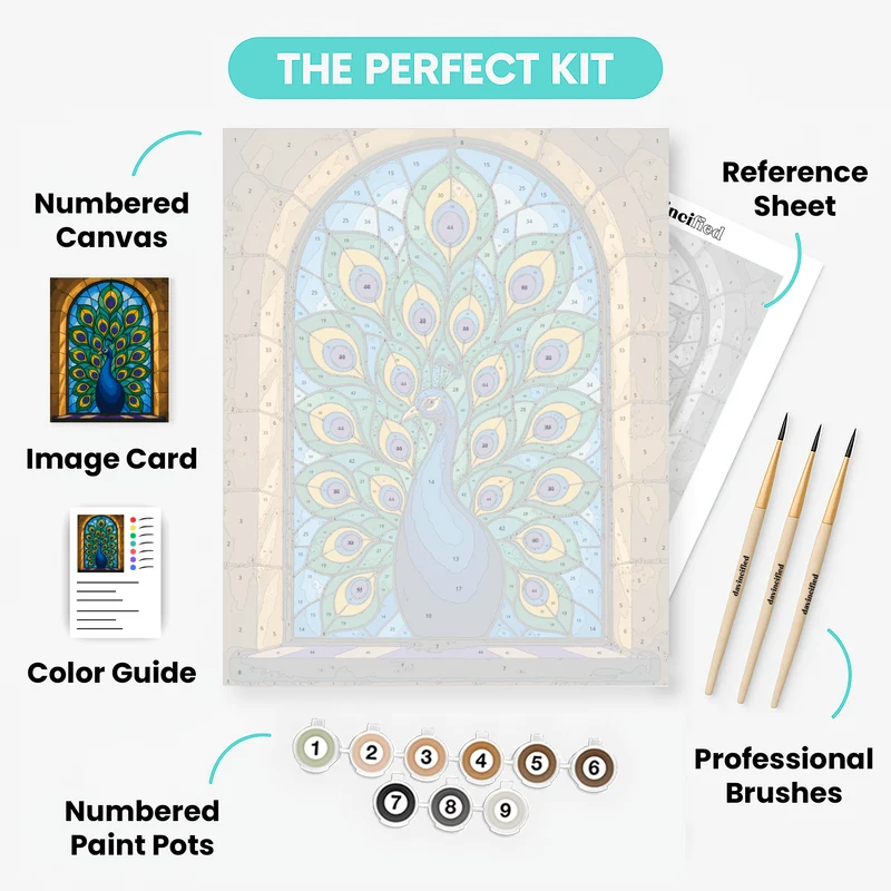Peacock Stained Glass - Paint by Numbers Kit