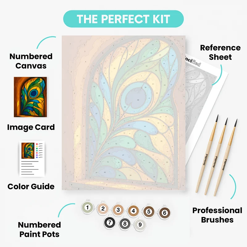 Peacock Feather Window - Paint by Numbers Kit