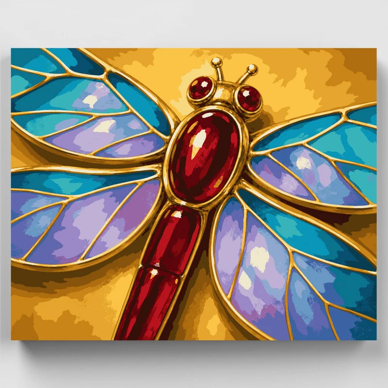 Ruby Dragonfly Brooch - Paint by Numbers Kit