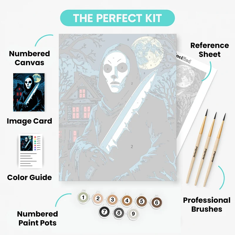 Hooded Figure with Knife Horror Scene - Paint by Numbers Kit