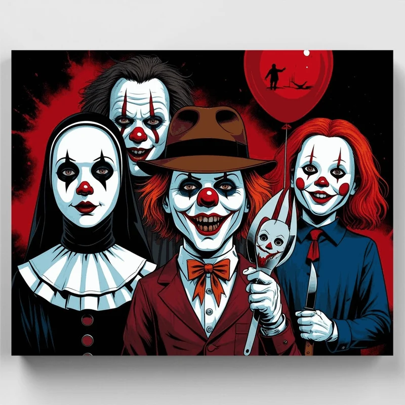 Horror Clown Characters - Paint by Numbers Kit