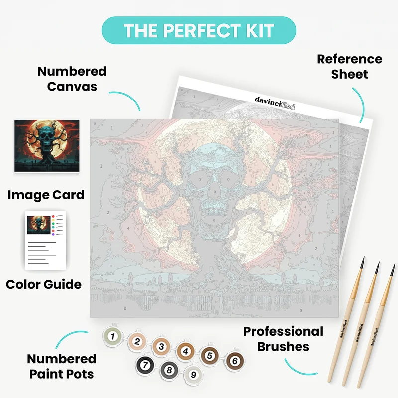 Haunted Skull Tree Under Blood Moon - Paint by Numbers Kit